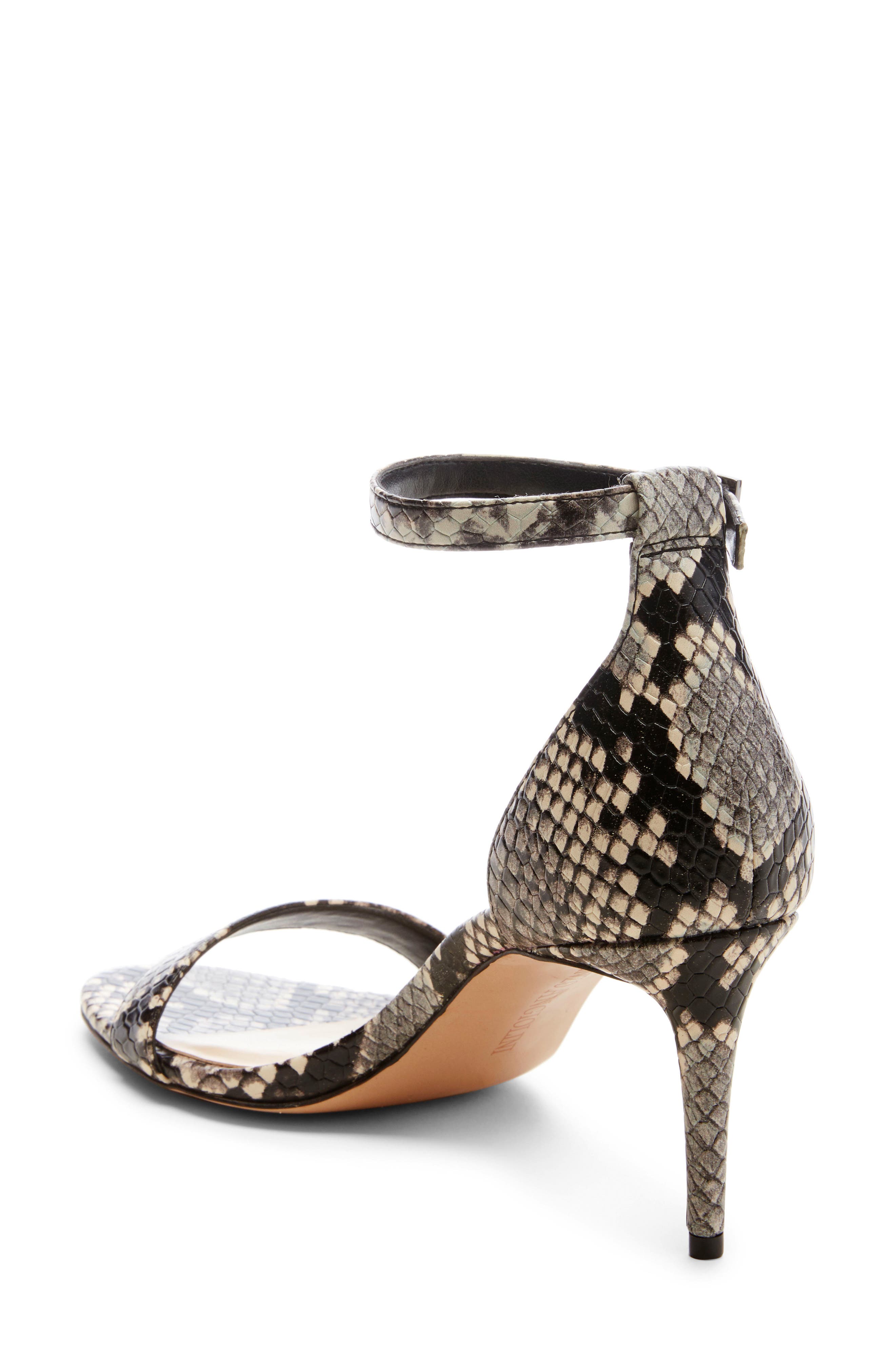 Ahmber Ankle Strap Sandal, Alternate, color, BLACK/ WHITE FAUX LEATHER