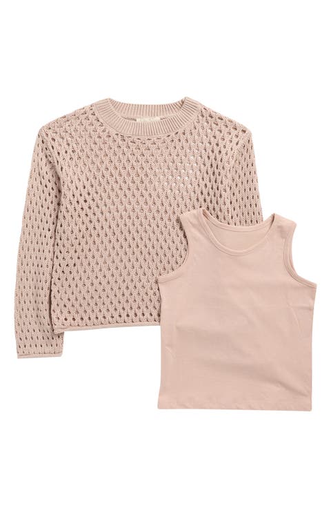 Kids' Tank & Open Stitch Sweater Set (Big Kid)