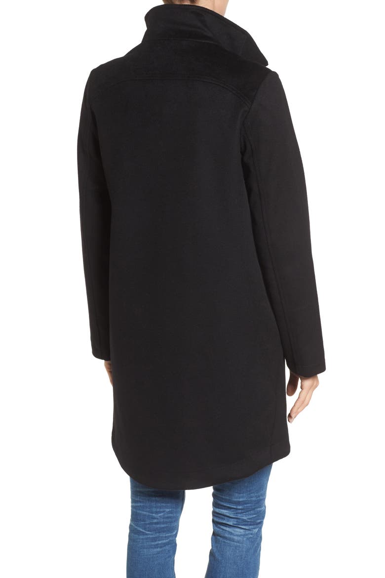 Campbell Waterproof Boiled Wool Coat, Alternate, color, BLACK