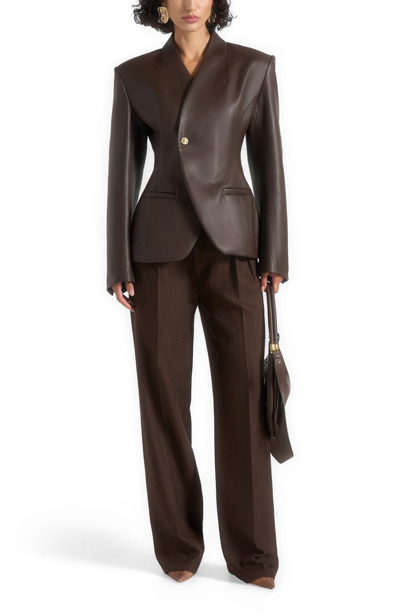 Manière De Voir Ina Leather Cinched Waist Blazer, Main, color,