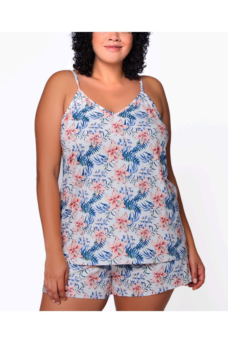 Tropical Floral Cami & Shorts Pajama Set, Main, color, Cream