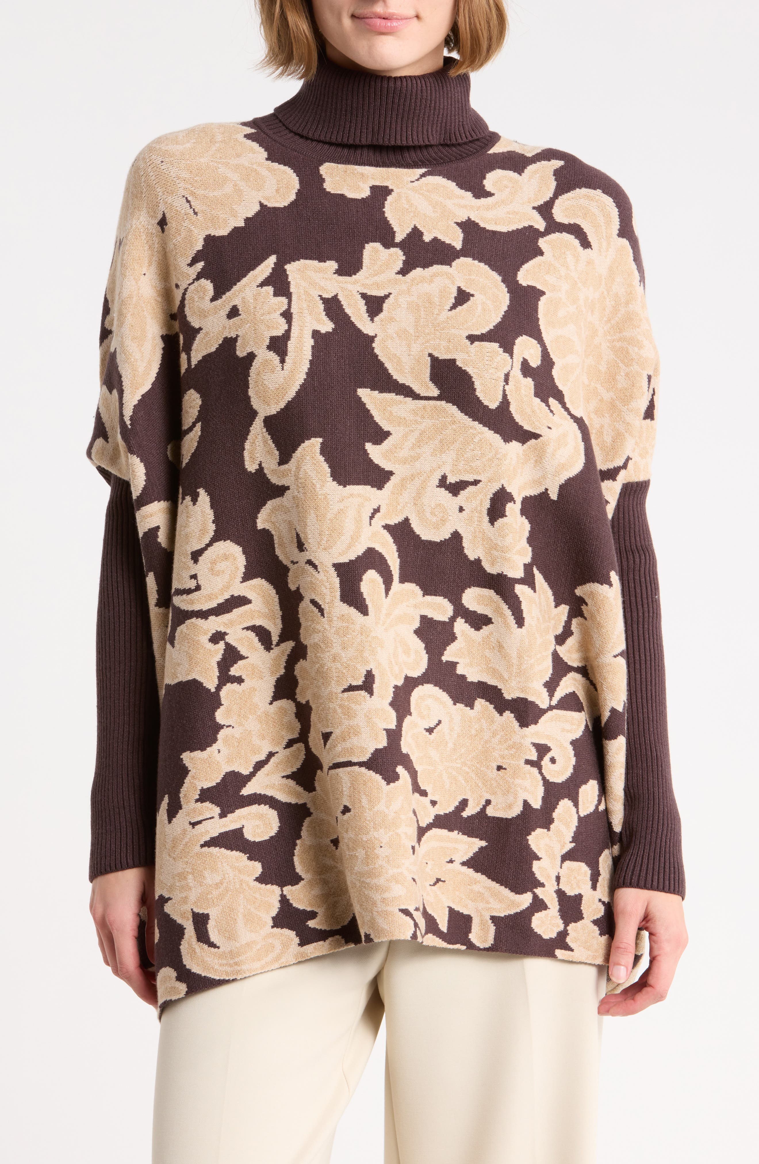 Turtleneck Poncho Sweater