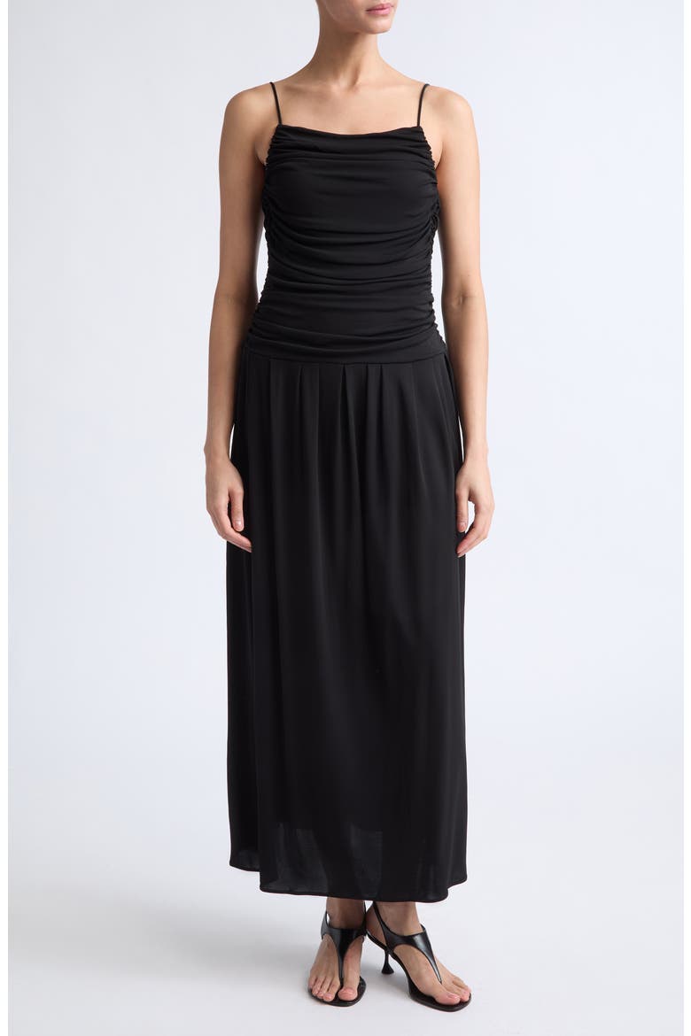 Reese Ruched Sleeveless Maxi Dress, Main, color, BLACK