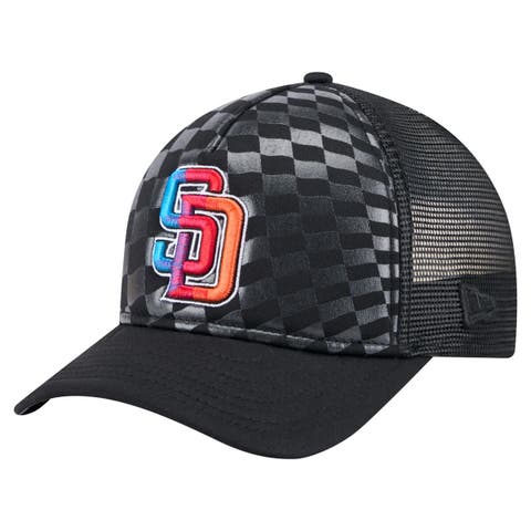 Men's New Era Black San Diego Padres Gradient 9FORTY A-Frame M-Crown Trucker Adjustable Hat