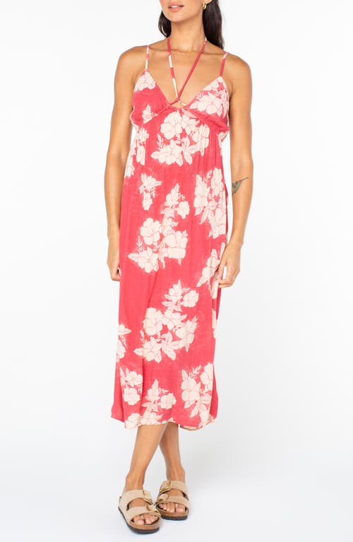 Roxy Sunshine Crush Floral Halter Strap Minidress In Red
