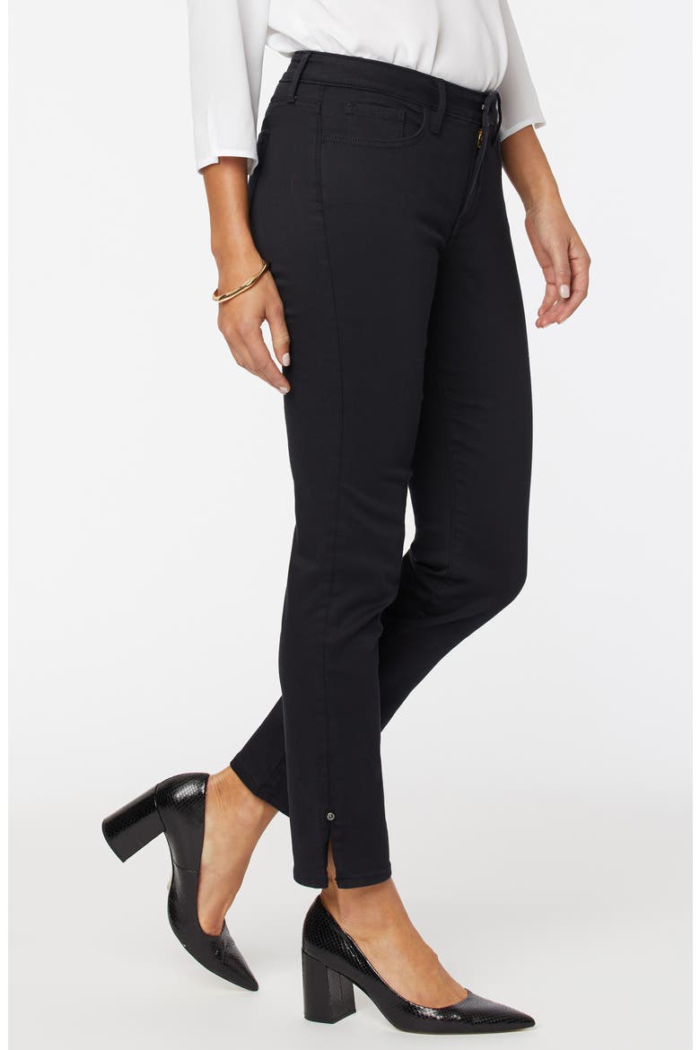 Sheri Rivet Side Slit Slim Ankle Jeans, Alternate, color, BLACK