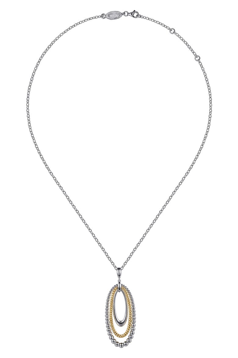 Sterling Silver & 14K Gold Open Pendant Necklace, Alternate, color, SILVER/ 14K YELLOW GOLD