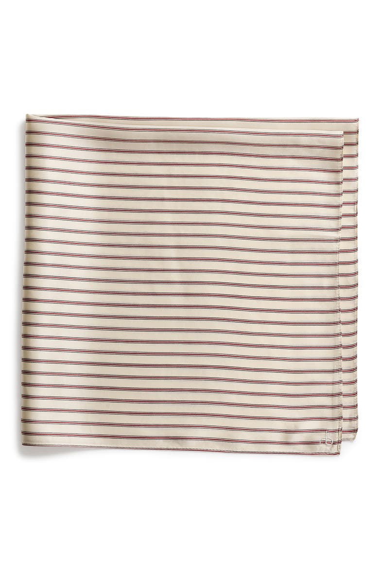 Gail Stripe Silk Scarf, Main, color, IVORY BURGUNDY
