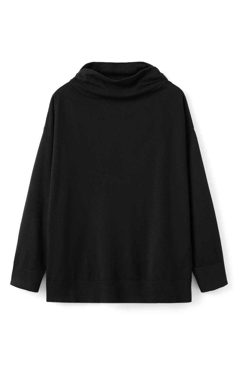 MANGO Gathered Mock Neck Longline Sweater, Alternate, color, 