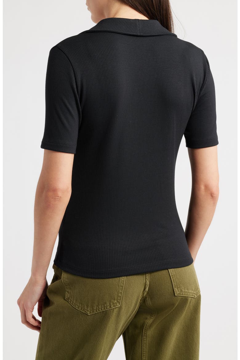 Drapey Rib Polo, Alternate, color, JET BLACK