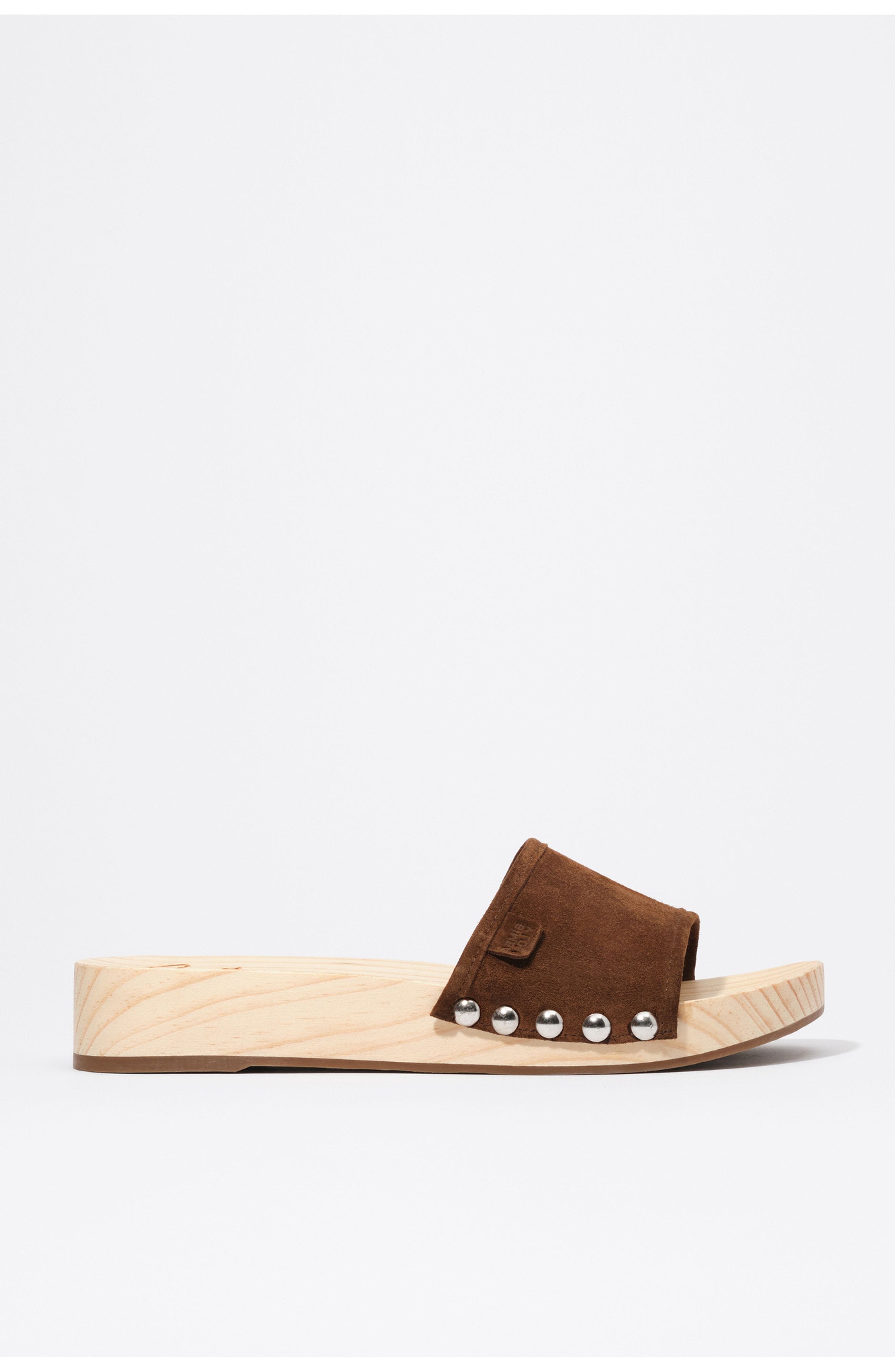 Suede wooden platform sandal, Main, color, TOAST