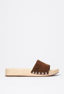 Bimba y Lola Suede wooden platform sandal