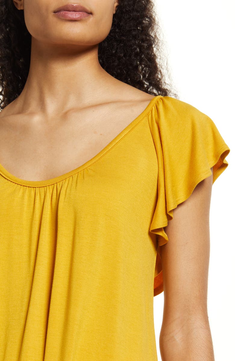 Loveappella Flutter Sleeve Top, Alternate, color, Sunflower