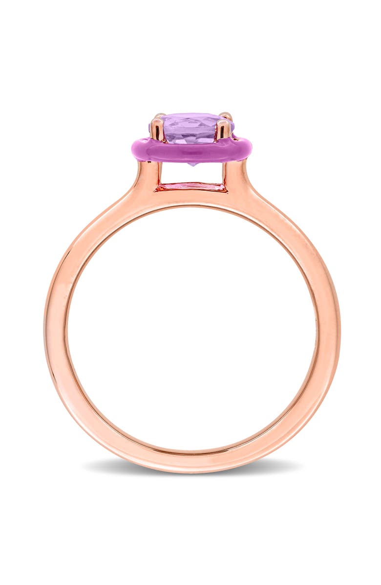 Julianna B. Gemstone & Enamel Halo Solitaire Ring, Alternate, color, Amethyst/Rose-Plated