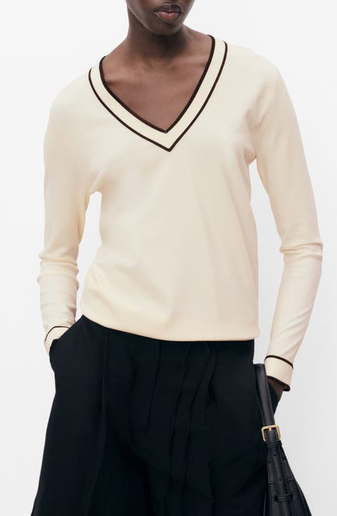 Contrast V-Neck Sweater