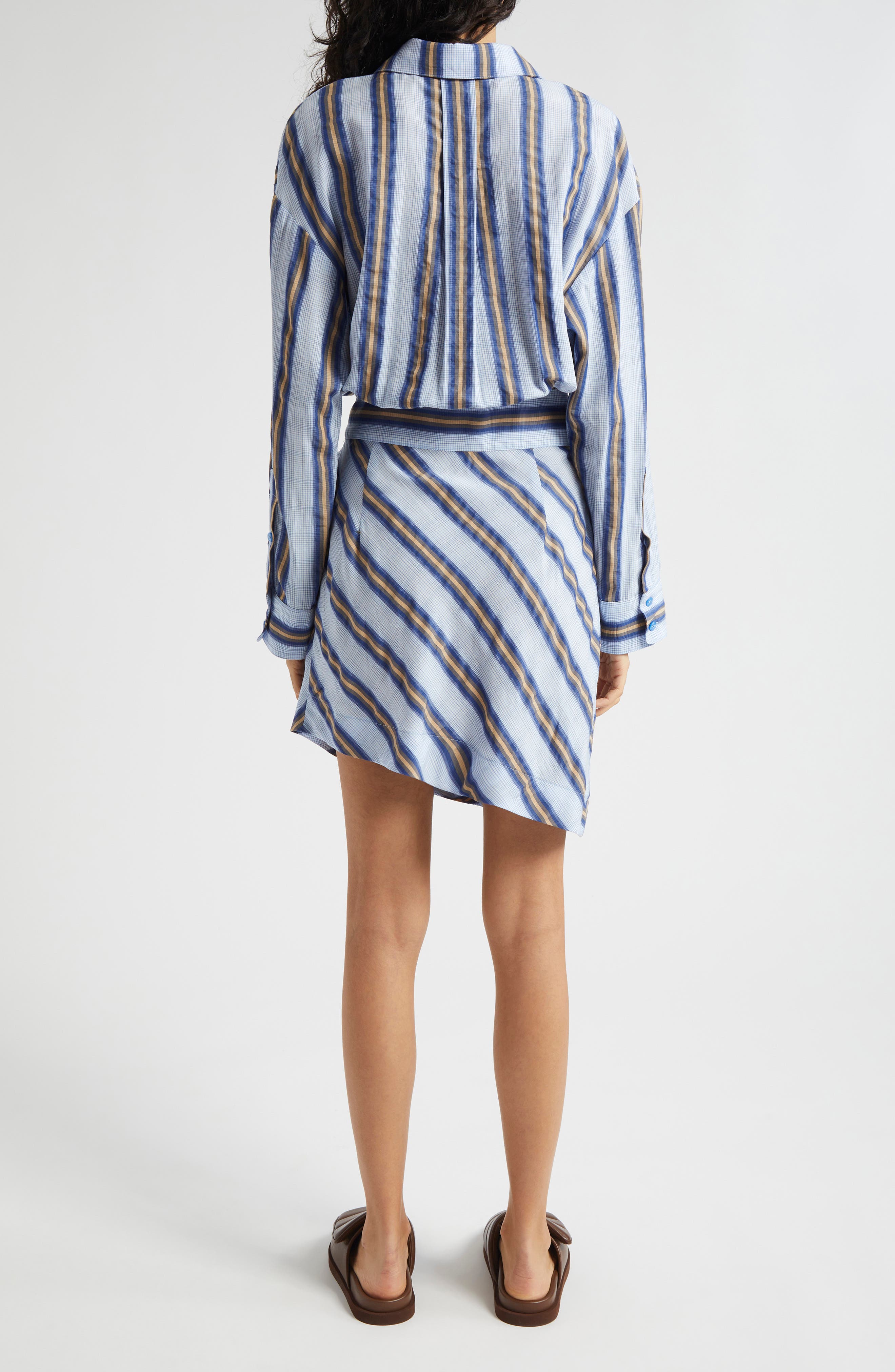 Stripe Long Sleeve Mini Shirtdress - image 2