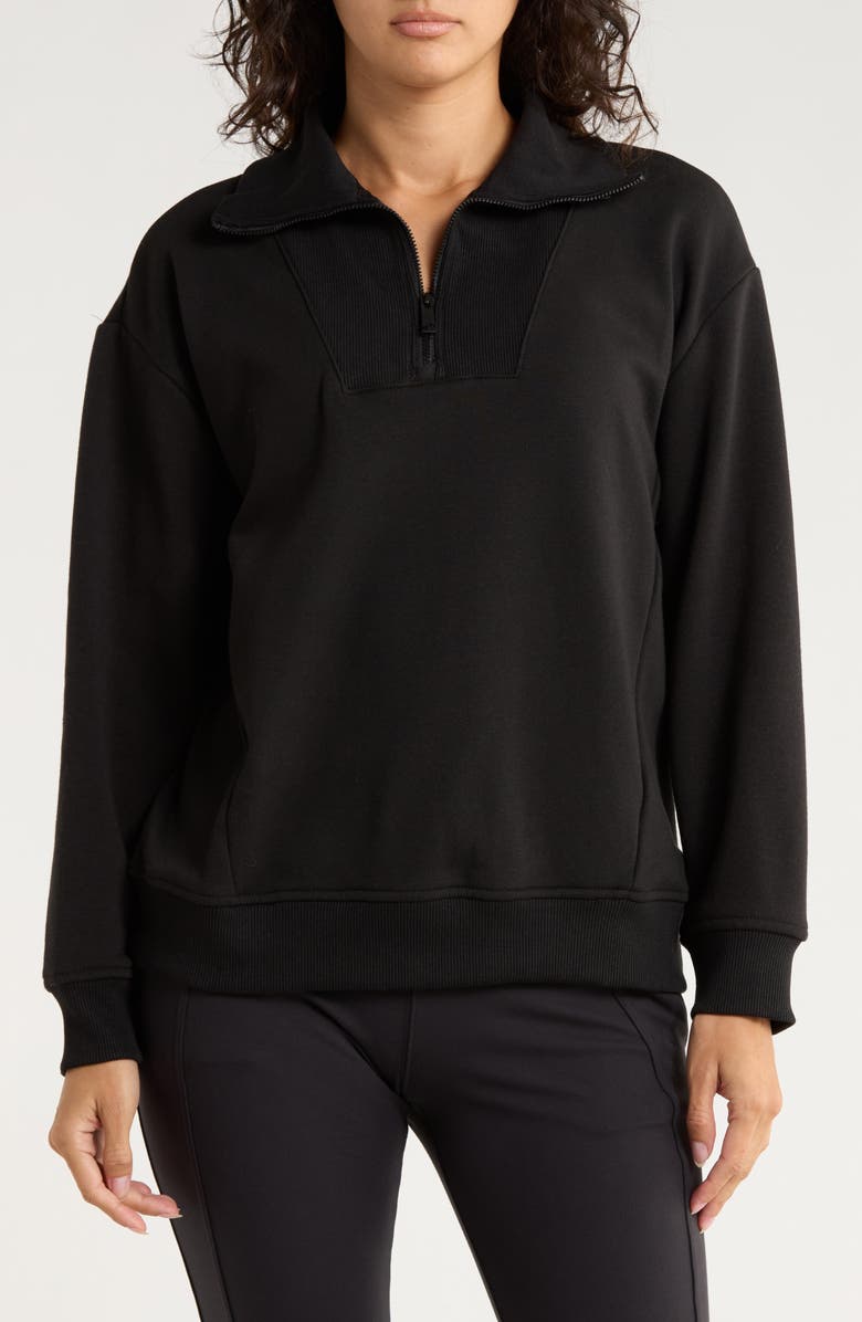 APANA Soft Summit Quarter Zip Sweatshirt, Main, color, Rich Black
