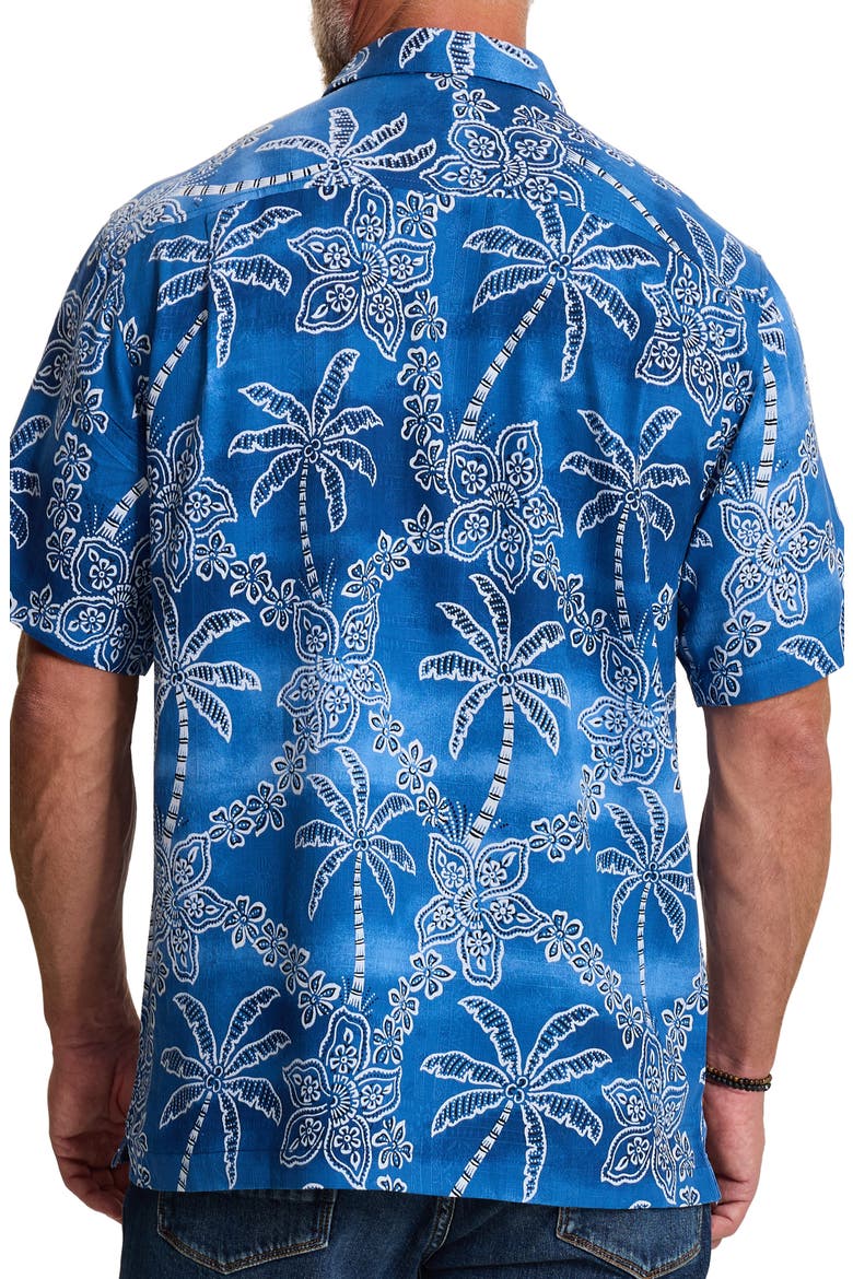 Palomino Palms Silk Button-Up Shirt, Alternate, color, BLUE LAGOON