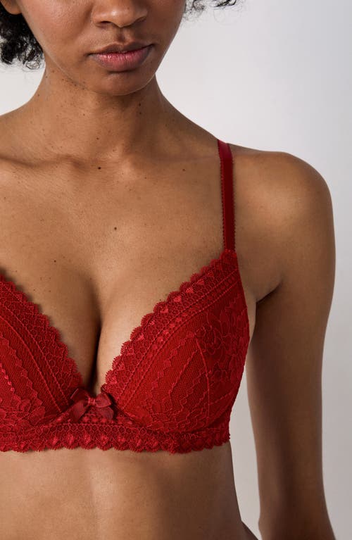 Etam Panama Underwire Plunge Push-up Bra In Cardinal