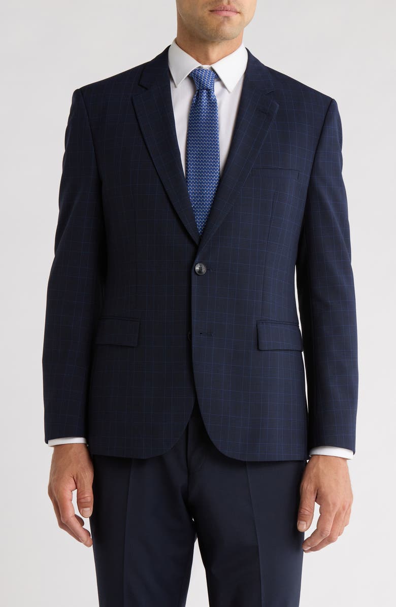 HUGO Karl Pinstripe Wool Blend Sport Coat, Main, color, Dark Blue
