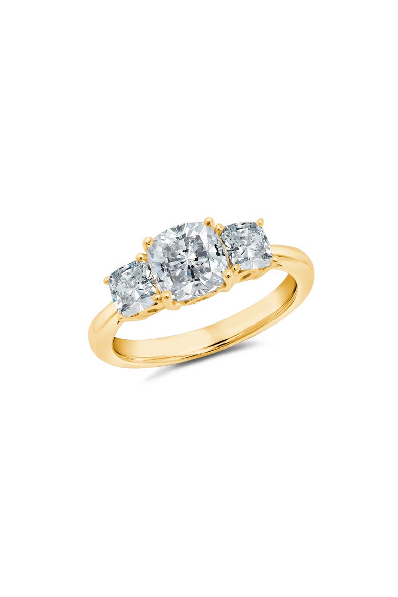 3-Stone Cushion Ring, Main, color, 18KYG/ CLEAR STONE