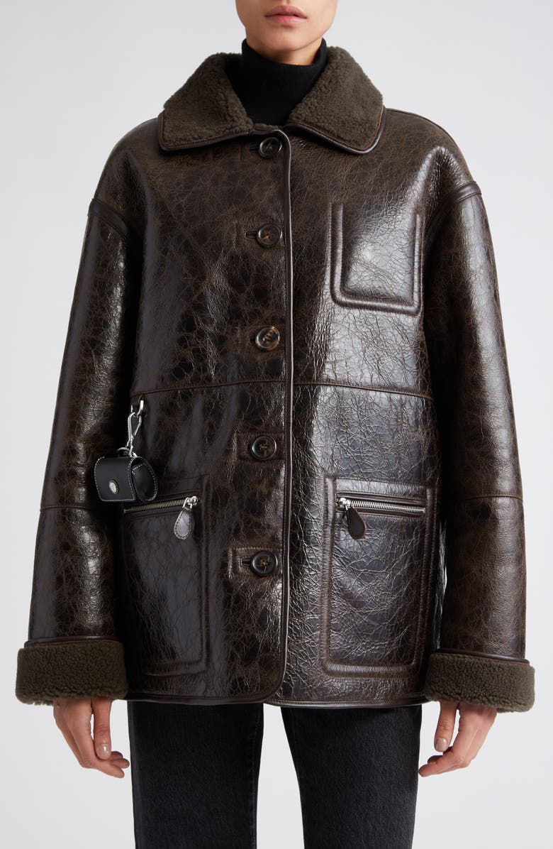 Saks Potts Ada Genuine Shearling Reversible Jacket, Main, color, 