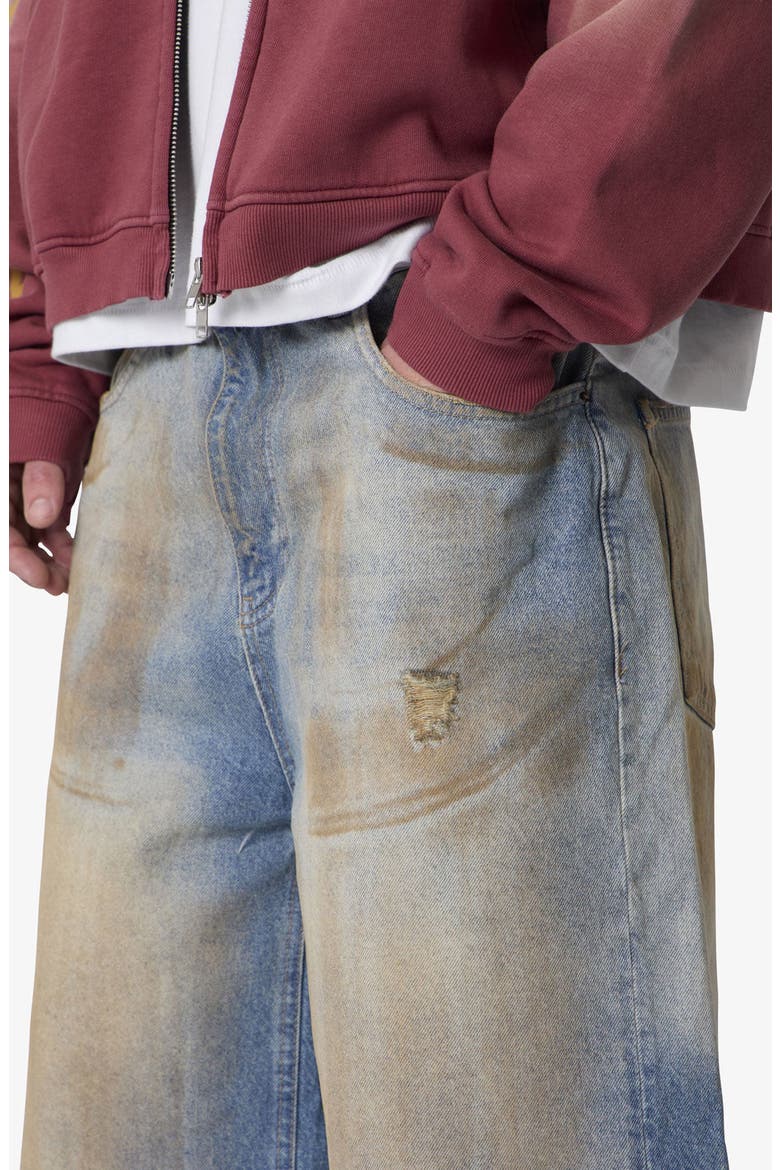 Ultra Baggy Dirty Denim Shorts, Alternate, color, WASHED BLUE