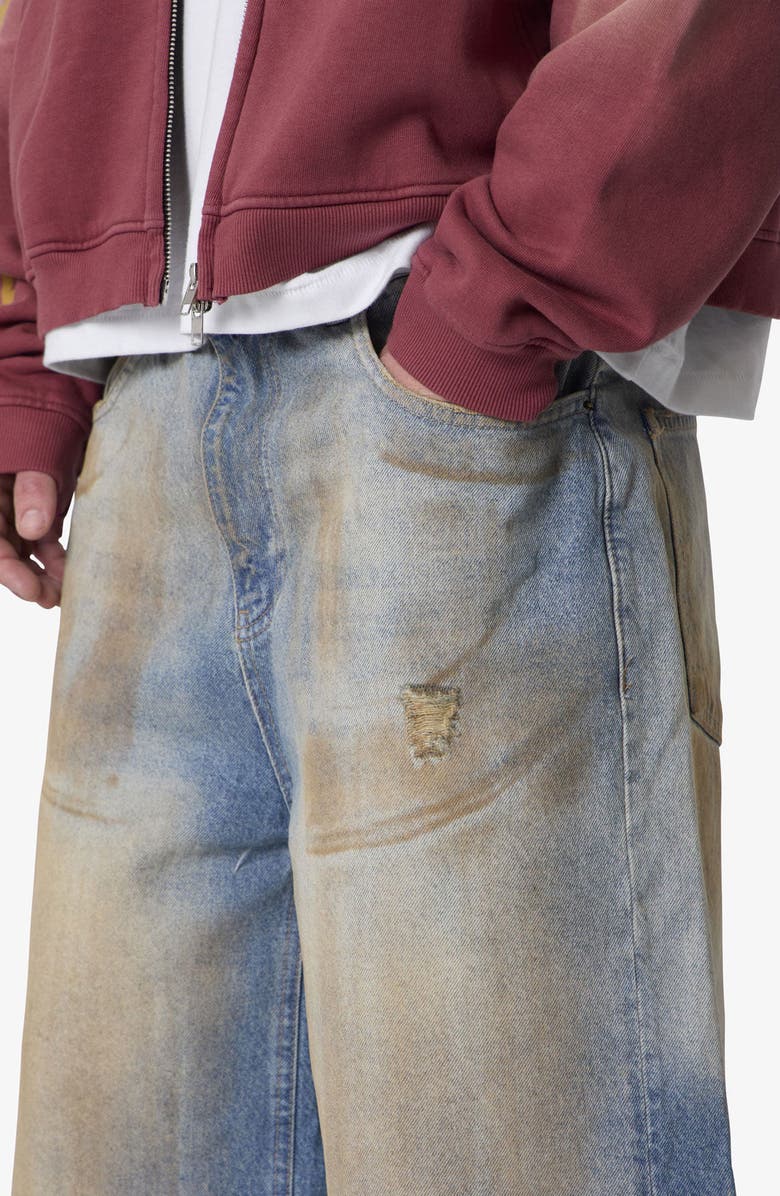 mnml Ultra Baggy Dirty Denim Shorts, Alternate, color,