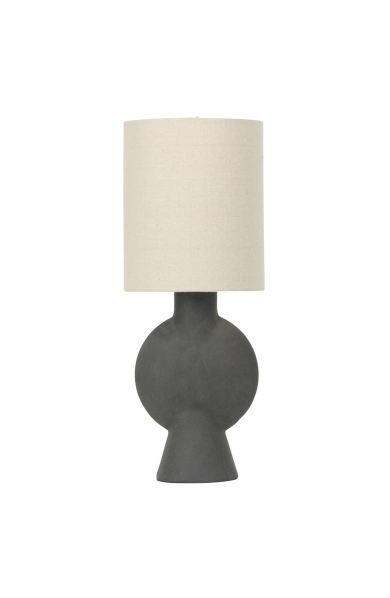 Storied Home Sculptural Terracotta Table Lamp with Linen Shade, Main, color, Black