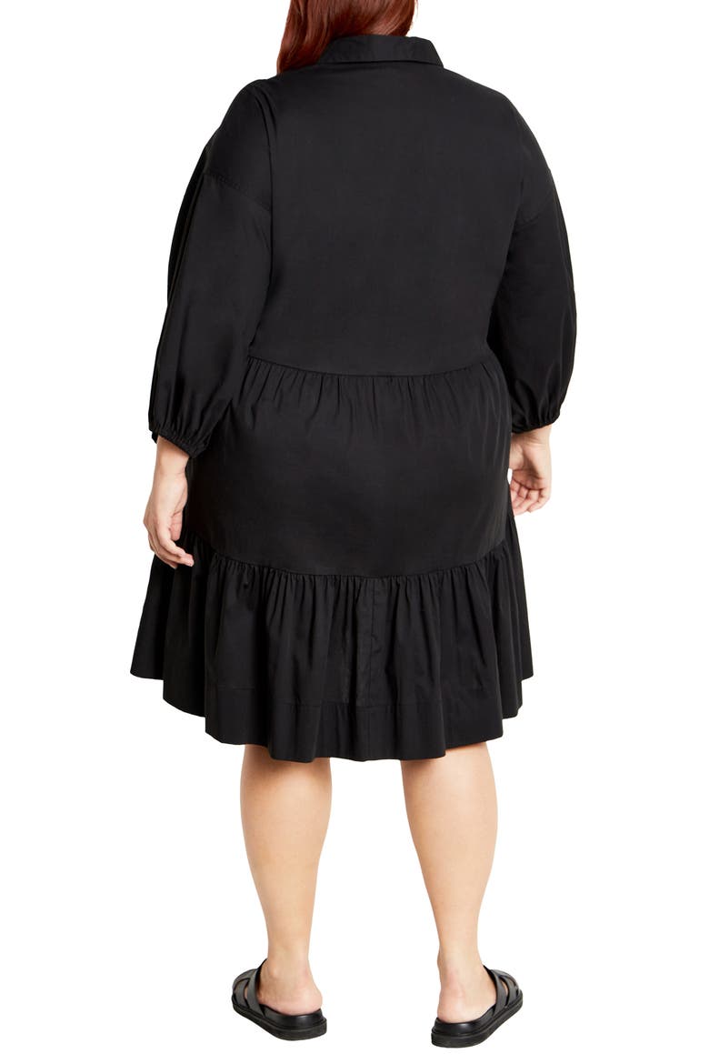 Vanessa Tiered Shirtdress, Alternate, color, BLACK