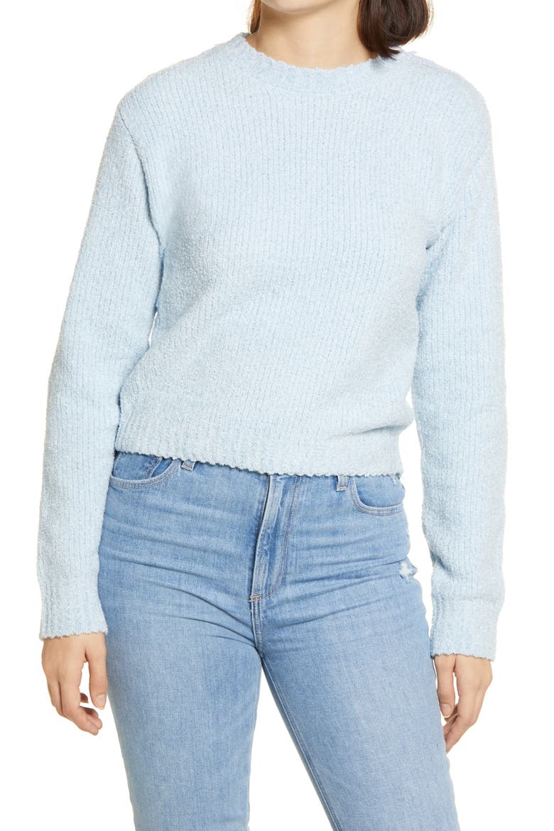 Sparkle Chenille Crewneck Sweater, Main, color, BLUE CASHMERE