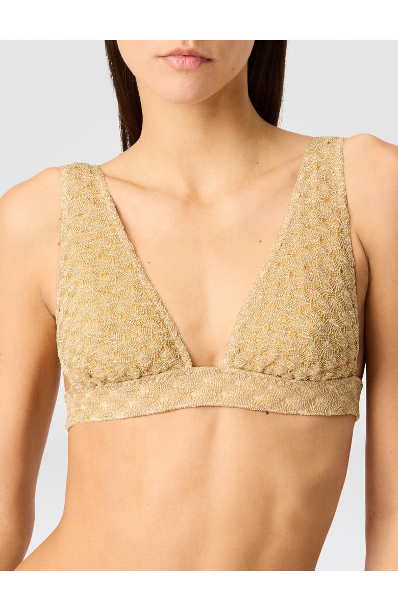 Missoni Bralette Bikini In Lamé Viscose With Raschel Workmanship, Alternate, color, Gold