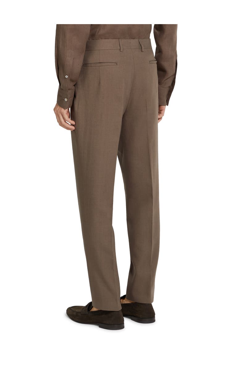 ZEGNA Linen Trousers, Alternate, color, Medium Brown