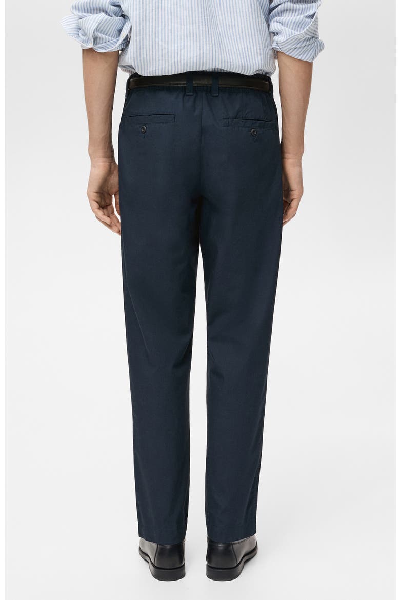 Drawstring Straight Leg Poplin Pants, Alternate, color, DARK NAVY