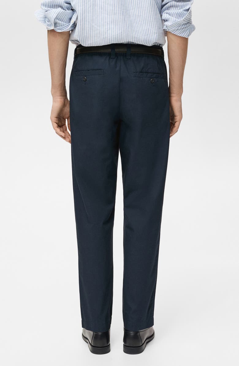 MANGO Drawstring Straight Leg Poplin Pants, Alternate, color, Dark Navy