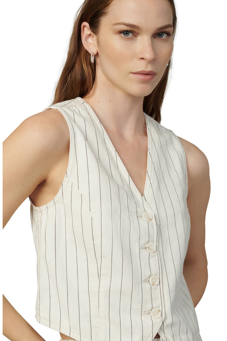 The Relaxed Stripe Stretch Cotton Crop Vest, Alternate, color, NATURAL STIPE