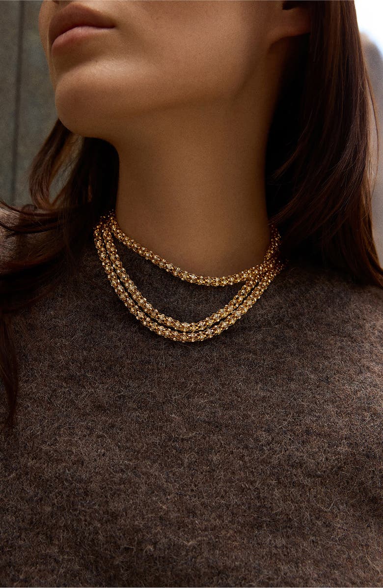 BaubleBar Alexandria Layered Crystal Necklace, Alternate, color, Clear