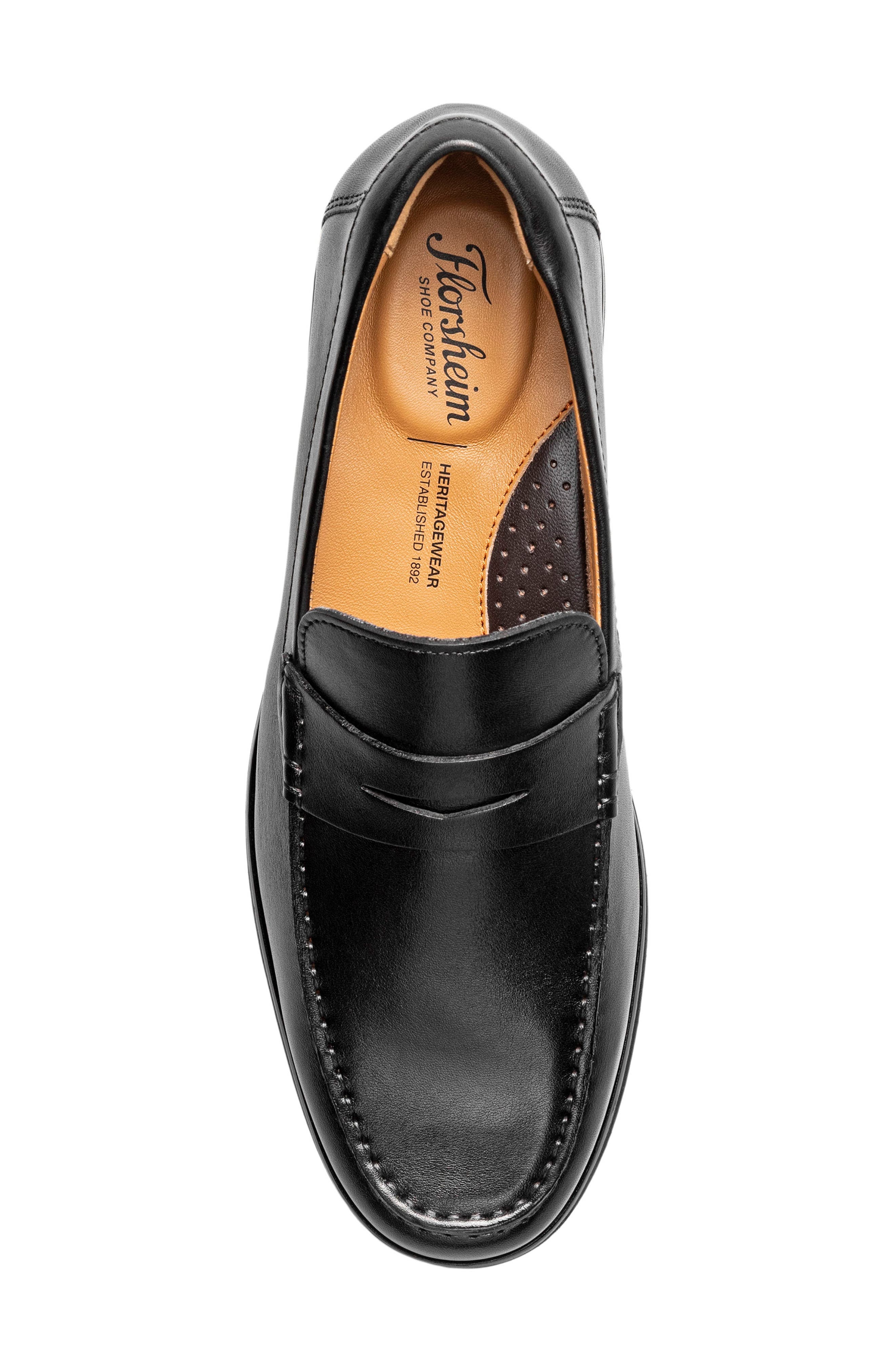 Hawthorne Leather Moc Toe Penny Loafer, Alternate, color, BLACK