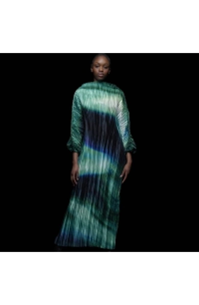 Leem Printed Plisse Batwing Dress, Alternate, color, Green