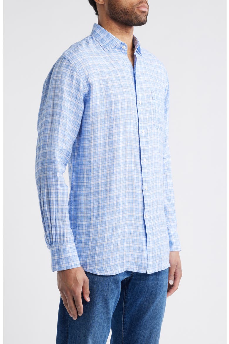 Chilwa Plaid LInen Button-Up Shirt, Alternate, color, BLUE POPPY