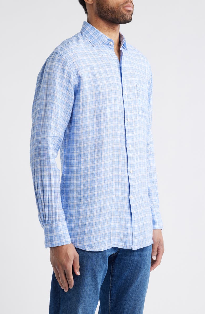 Peter Millar Chilwa Plaid LInen Button-Up Shirt, Alternate, color,