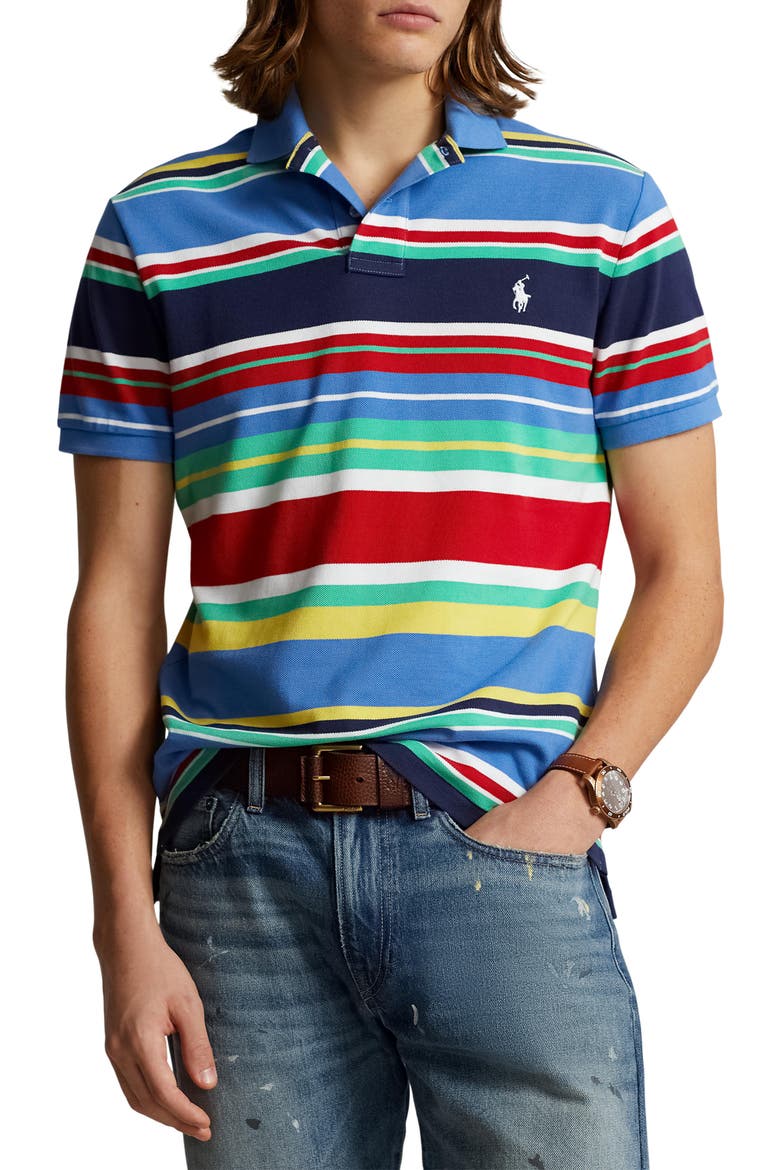 Cotton Mesh Polo, Main, color, NEW ENGLAND BLUE MULTI