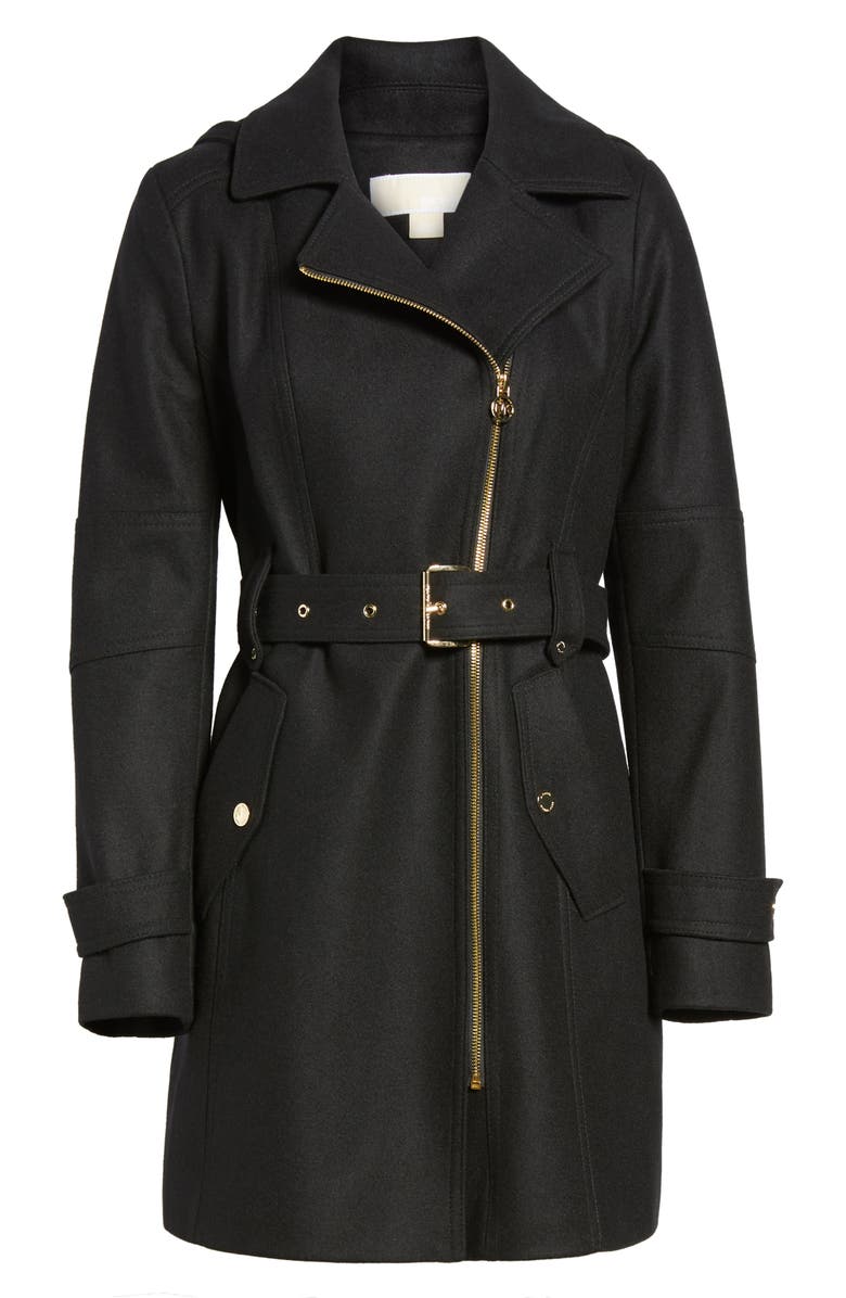 MICHAEL Michael Kors Belted Wool Blend Coat with Detachable Hood, Alternate, color,
