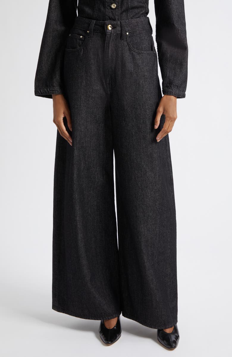 OSSOU Slick High Waist Wide Leg Jeans, Main, color, Ash Wash