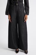 OSSOU Slick High Waist Wide Leg Jeans