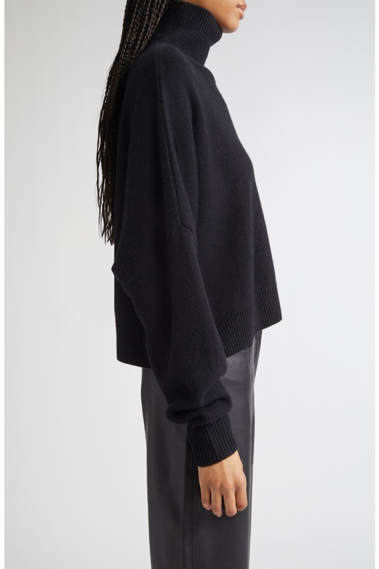 Luke Stand Collar Wool & Cashmere Sweater, Alternate, color, BLACK