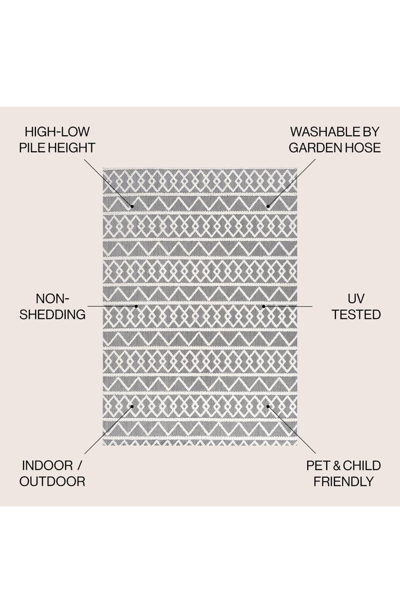 JONATHAN Y Aylan High-Low Pile Knotted Trellis Geometric Indoor/Outdoor Area Rug, Alternate, color, Black/Ivory