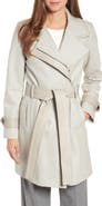 Badgley Mischka Collection Badgley Mischka Faux Leather Trim Wool Blend Coat