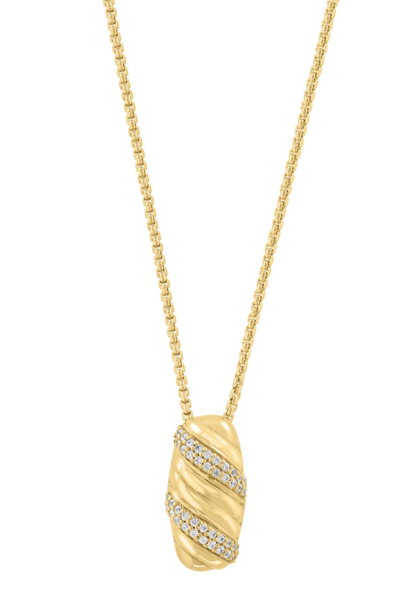 14K Gold Plated Sterling Silver Zircon Nugget Pendant Necklace, Main, color, GOLD