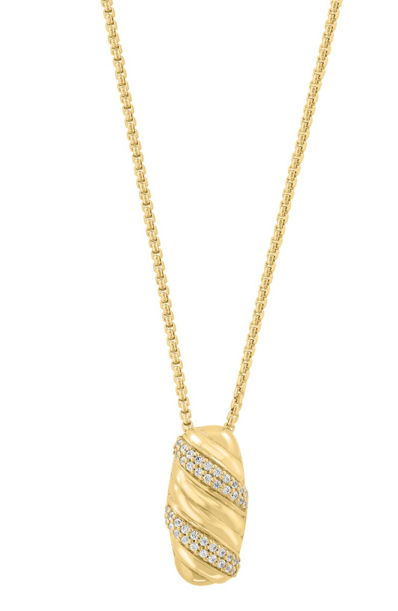 EFFY 14K Gold Plated Sterling Silver Zircon Nugget Pendant Necklace, Main, color, Gold